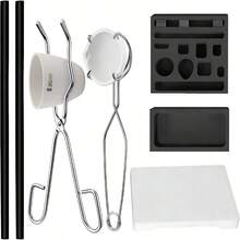 KLONKEE 9件套陶瓷喷枪熔炼铸造套装，包含2根坩埚搅拌棒 | 铸造模具 | 11合1锭模 | 石英板 | 陶瓷坩埚 | 陶瓷碗 | 坩埚碗夹，金属熔炼铸造套装 - 彩色 - 查看 10