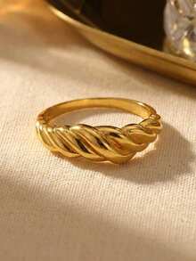 S925 Sterling Silver 18K Gold Plated Geometric Twisted Ring, Minimalist Style For Daily Wear - Twist Ring - View 8