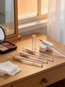 20支/10支/1支便携式唇刷（带盖），旅行化妆工具，美容工具，多功能刷具，美甲刷，美甲工具 - 無色 - 查看 3