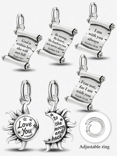 1Pc Vintage Bible Scroll Pendant Fit For Women Bracelets Bangles DIY Jewelry Making And Daily Outfit Matching Jewelry Decoration For Girls