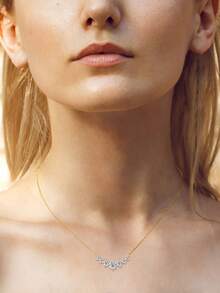 XUJIA 1pc Women's S925 Sterling Silver Smiling Diamond Necklace, 6.5mm, 5mm, 4mm And 3mm Moissanite Diamond Necklace, Exquisite Sparkling Bridal Wedding Jewelry Gift - NMO-058 - View 6