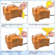 电动气球充气泵，适用于新年派对、春节、浪漫情人节、复活节、开斋节、婚礼、派对、节日装饰，220V-240V 欧标插头，橙色 - 查看 4