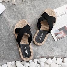 Teens' Criss-Cross Decor Flat Shoes, Warm & Comfortable Slip-On, Casual Solid Color Shoes - Black - View 5