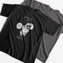 COOLMIND PU0117A 100% Cotton Casual O-Neck Knitted Go Home Or Go Hard Pug Printed Men T-Shirt Short Sleeve Summer Men Tshirt Tee - Đen - Xem 1
