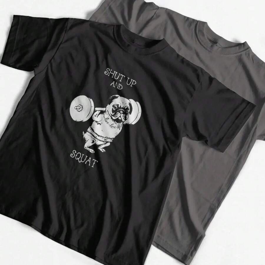 COOLMIND PU0117A 100% Cotton Casual O-Neck Knitted Go Home Or Go Hard Pug Printed Men T-Shirt Short Sleeve Summer Men Tshirt Tee - Đen - Xem 1