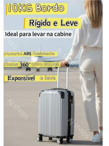 Expandable Carry-On Suitcase With Double Zippers, Durable ABS Structure, 4 Removable Wheels, 10kg Capacity, Carry-On Capacity, Adjustable Telescopic Handle, Secure Combination Lock - Royal Blue - View 4