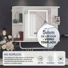 Espejo de Baño LED con Touch 3 Modos de Luz Organizador Integrado 40x60cm Diseño Moderno y Funcional - Negro - Ver 7