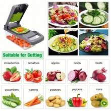 [Vegetable Slicer] 16-In-1 Vegetable Chopper, Professional Onion Chopper, Multi-Functional Food Chopper, Kitchen Vegetable Slicer And Dicer, Vegetable Chopper With 8 Blades, Carrot Chopper With Container Father Gift Kitchen Deccor Cocina Kitchen Essentials Kitchen Gadgets - 綠色 - 查看 8