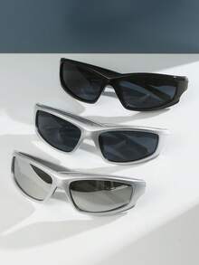 3 件装塑料飞行员镜框运动风格街头时尚旅行装饰时尚眼镜，适合夏季海滩度假、户外、旅行，适合返校 - 彩色 - 查看 5