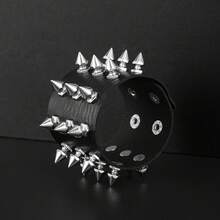 Yanxyad 3件套朋克铆钉皮手链套装，男女通用，80年代铆钉手镯，哥特朋克摇滚尖刺手链，金属材质，适合万圣节派对配饰 - 款式A:3PCS - 查看 3