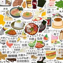 60张食物主题日语单词贴纸，食物插画创意日语词汇学习DIY - 食物日語單字 - 查看 12