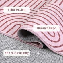 1Pcs Room Decor Modern Rainbow Stripe Geometric Pink Rug For Living Room Bedroom Runner For Hallway Non-Slip Machine-Washable Floor Mat Foldable & Durable Home Decor Abstract Area Rug For Dining Room Dorm - Hồng - Xem 7
