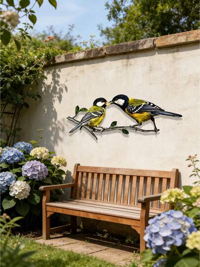 1 件 2D 平面情侣金属墙饰 - 逼真喂食场景墙饰，防水户外装饰，适用于门廊、露台、花园、婚庆店、花店和家居，情人节、母亲节和乔迁之喜的浪漫礼物