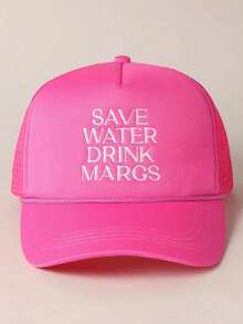 1pc Women's Outdoor Printed SAVE WATER Adjustable Rope Sponge Mesh Cap, Sun Protection Casual Hat For Spring/Autumn Travel, Fashion Versatile Sun Hat For Men And Youth, Y2K Style - Baseball Mesh Cap - View 3