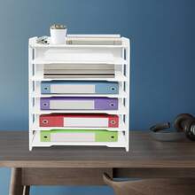 Aktenordner, 7-stufiger weißer Schreibtisch-Aktenordner, stapelbarer Papiersortierer mit Briefablage, 25 x 34 cm platzsparender Schreibtisch-Organizer - Weiss - Übersicht 2