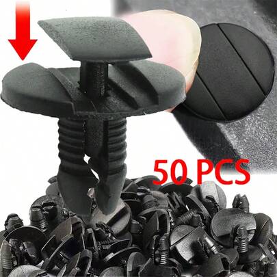 50pcs Plastic Rivets For Car, Bumper & Fender Specific Clips, Black Decorative Panel Fasteners, Automotive Body Panel Installation Tools