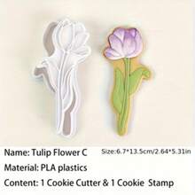 Mother's Day Tulip Flower Shape Cookie Cutter Mold Blossom Gift Biscuit Stamp Icing Cookie Fondant Cake Baking Mold DIY Kitchenware Back To School - View 10