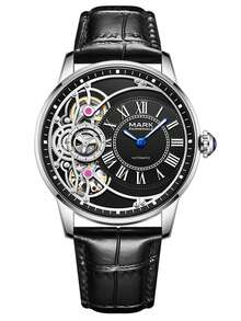 1枚男士商务自动机械表，复古罗马数字表盘，金属表壳，奢华休闲街头风情侣表，高端腕表礼品 FW-6031 - 均碼 - 查看 11