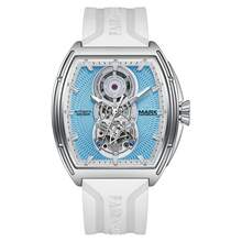 Relógio masculino automático mecânico, mostrador vazado, pulseira de borracha, relógio de pulso casual para negócios, 2 opções de cores FW-6029 - Tamanho Único - Ver 12