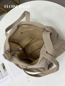 2024 Large Capacity Shoulder Commuter Tote Bag Crossbody Canvas Bag For Students - Khaki - View 1