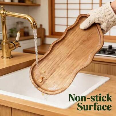 1pc Creative Wooden Tray - Solid Wood Fruit Plate, Suitable For Cheese, Cake, Bread, Snacks, Coffee And Breakfast, Multi-Functional Appetizer, Party Afternoon Tea Home Decor, Kitchen Supplies, Rustic Style Serving Tray