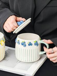 1 Bình nước lọc trái cây dung tích lớn mới, có nắp đậy, cốc sứ tráng men cao cấp dập nổi, thích hợp dùng cho trà tại nhà, ký túc xá sinh viên, cà phê văn phòng, quà tặng cao cấp cho bạn bè, bạn học, người lớn tuổi. - Nhiều màu - Xem 4
