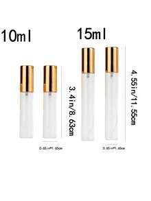 15ml Clear Glass Perfume Sample Bottle With Gold Pump Head, Mini Fine Mist Sprayer, Portable Essential Oil Spray Bottle, Empty Bottle, Facial Mist, Moisturizing Bottle, Travel Size Cosmetic Container, Refillable Bottle, Clean And Hygienic, Essential For Travel And Business - 彩色 - 查看 15
