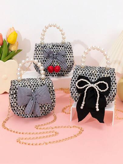 1pc Rhombus Bow Decor Handbag & Shoulder Bag, Suitable For Outings, Back To School Gift, Holiday Gift