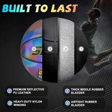 SQUAD NightPlay Reflective Basketball Size 5, Size 7 - Cool Holographic Glow Basketball for Night Game, Ideal Gift for Boys Girls 10-14 Year Old, Cool Teen Toys - ColorA - Ver 5