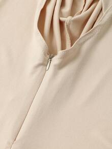 2pcs/Set Women Plain Zipper Hoodie & Cap Set, Elastic Convenient Hijab Cap Scarf Combo, Suitable For Daily Wear With Abaya - 2pcs/set - Zippered Pullover Cap - Black + White - View 3