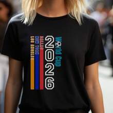 World Cup 2026 T Shirt Vertical Soccer Design USA Cities Football Fan Shirt. - 黑色 - 查看 1