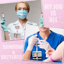 8 Pcs Phlebotomy Badge Reel Essentials Phlebotomist Nurse Accessories Set Order Of Blood Draw Beads With Card Holder ID Name Tag Phlebotomy Practice Kit For Lab Rn Supplies Gift - 彩色圖片 粉紅色 黑色 彩虹 - 查看 5