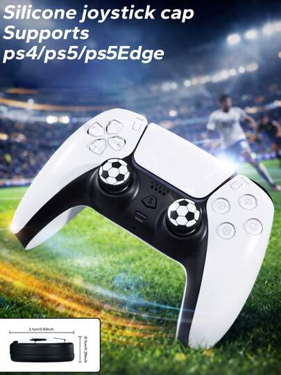 2个足球主题摇杆帽，FPS专业防滑硅胶摇杆帽，提升精准度，减少疲劳，兼容4/5/精英手柄摇杆，4/5手柄玩家和足球迷的游戏配件