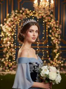 1 pieza Tocado nupcial elegante y minimalista, Corona de cristal plateada, accesorio para graduación, baile de graduación y cumpleaños - Plateado - Ver 4