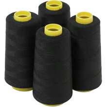 4 Rolls Of Polyester Sewing Thread, Polyester Spools, 3000 Yards Per Spool, - 100% Polyester, Suitable For Overlock Machines, Serging Machines, Seaming, Patchwork, Machine Sewing, And Other Hand Sewing Processes. Colors: White + Black - Multicolor - View 12