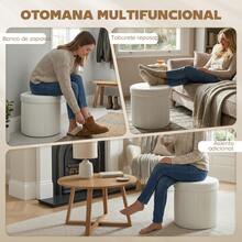 HOMCOM Storage Benches & Ottomans - 奶油 - 查看 8