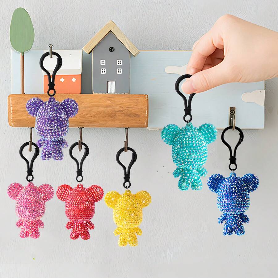 DIY钻石画小熊钥匙扣手工水钻吊坠创意包包挂饰汽车钥匙扣 - 查看 1