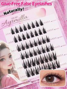 Ayrmilla C-Curl 5-13mm 2-Row 6-Piece Glue-Free False Eyelashes: Wheat Ear Style - Suitable For Beginners, Provides Fairy-Like Lashes - C - View 1