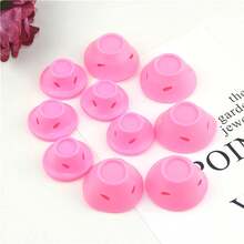 10支粉色和蓝色硅胶卷发棒，无热设计保护头发，便携易用，可打造短发和中长发的自然卷发，适合居家和旅行，浴室配件，发夹，发饰 - 多色 - 查看 9