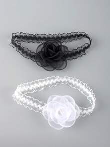 1件装女士蕾丝弹力腿套，纯色花卉大腿带，新娘婚纱腿部装饰，演出用弹力腿套 - 黑色 - 查看 9