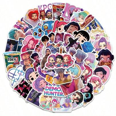 50/100pcs Cartoon Anime Pattern K-POP Stickers, Decorative Stickers, Anime Characters, Image Stickers, Children Stickers, DIY Creative Waterproof Stickers For Skateboard, Luggage, Notebook, Water Bottle, Small Christmas Gift