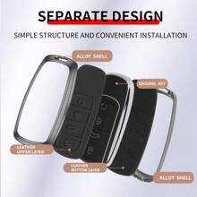 Zinc Alloy Key Fob Cover With Keychain, Suitable For Chery Car Models | Applicable To Tiggo 7 Pro Max/8 Pro Max/Omoda C5/Tiggo 5/7/8 PLUS Key Shell - Brown - View 5