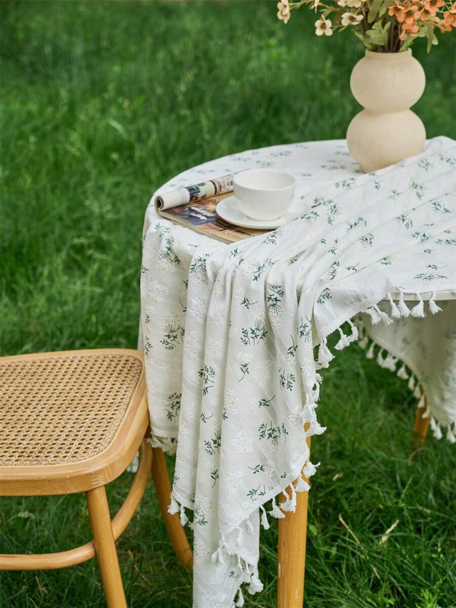 1pc White Ins Fresh Pastoral High Quality Dust Cover Cloth, Photography Backdrop, Tablecloth - White - View 1