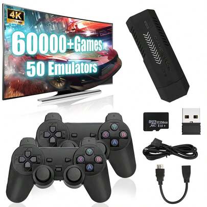 (Arrival In 2-4 Days Summer ) X2 Gaming Stick With 42000 Large 3D Retro Games, High-End 128GB Wireless Retro Gaming Console, 49 Emulators, Two 2.4GHz Wireless Controllers