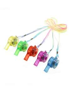 8pcs Luminous Whistle, Glow Party Favors, Neon Whistle Wholesale For Party Supplies, Theme Party Gifts, LED Whistle With Lanyard, Flashing Glow Whistle In The Dark, Suitable As Adult Birthday Party Gifts, For Adult Use Only - Multicolor - View 8
