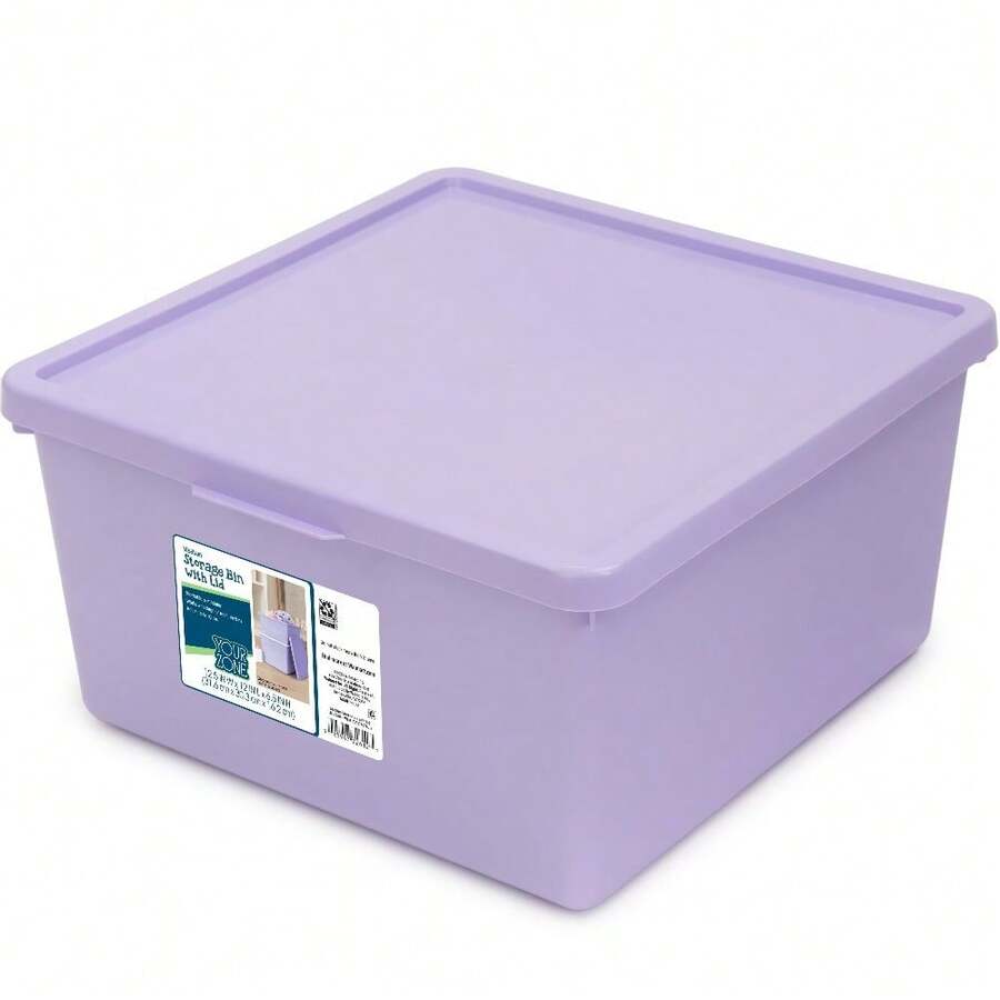 SWEETY- Kids Medium Plastic Stacking Storage Bin With Lid, Purple, 12 In X 12.4 In X 6.3 In - 1 - 查看 1