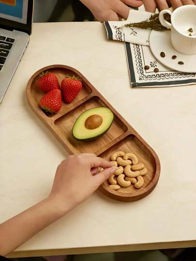 Wooden Tray With Compartments, Breakfast Tray, Snack Tray, Dessert Tray, Sushi Tray, Cheese Board, Suitable For Cheese, Snacks, Fruits, Desserts, Bread, Sushi, Kitchen & Dining Accessories, Cooking Enthusiasts, Suitable For Gatherings, Restaurants, Home, Holidays