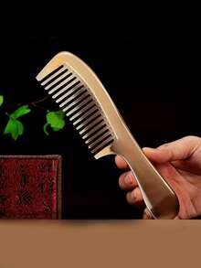 Large Horn Comb, Thick Massage Brush With Plastic Teeth, ABS Plastic Handle, Suitable For All Hair Types, Natural Material, Unique Comb Pattern - Multicolor - View 4