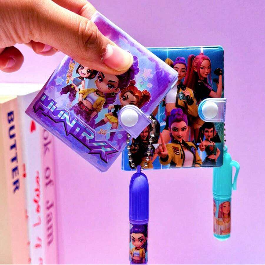 2/3/4件套 女巫猎人笔记本，韩流笔记本，卡通文具笔记本，圆珠笔套装，小学生礼物，学生文具用品 - 彩色 - 查看 1