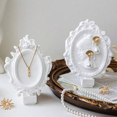 Plaster Photo Frame Earrings, Photography Decoration Jewelry Props, Suitable For Living Room, Bedroom, Wedding, Party, Christmas, Halloween, Easter, Thanksgiving, Ramadan, Perfect Birthday, Housewarming Gifts, Elegant Design